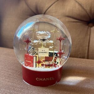 Chanel Festive Red and Gold Snow Globe